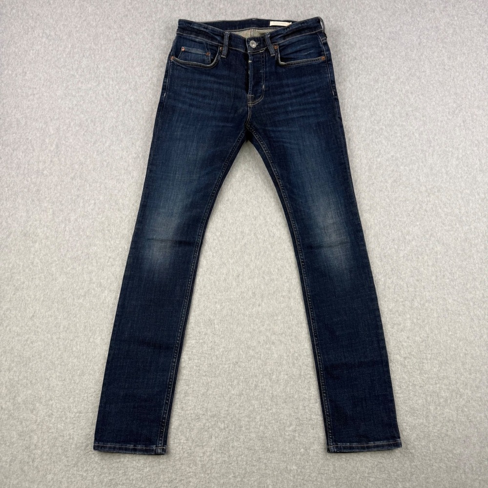 AllSaints Jeans Mens 28x30 Blue Cigarette Skinny Fit Button Fly Sretch Denim